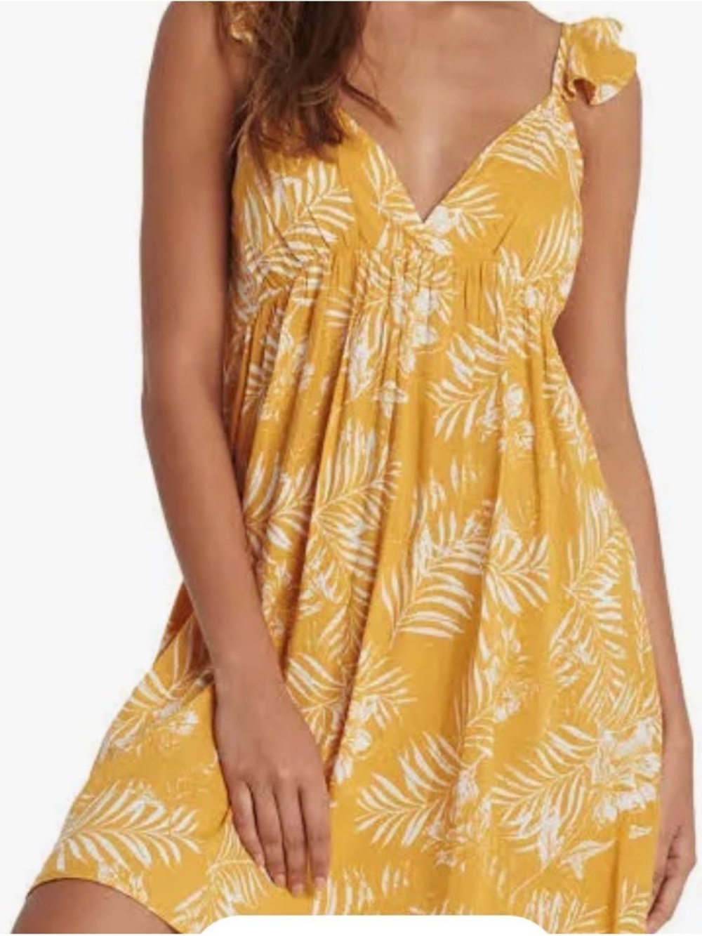 Roxy Yellow & White Palm-Print Dress